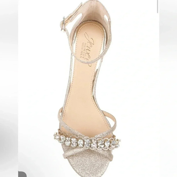 Badgley Mischka Silver Sparkle Rhinestones Chunky Heel Embellished Size 8 NWOB - Picture 5 of 7